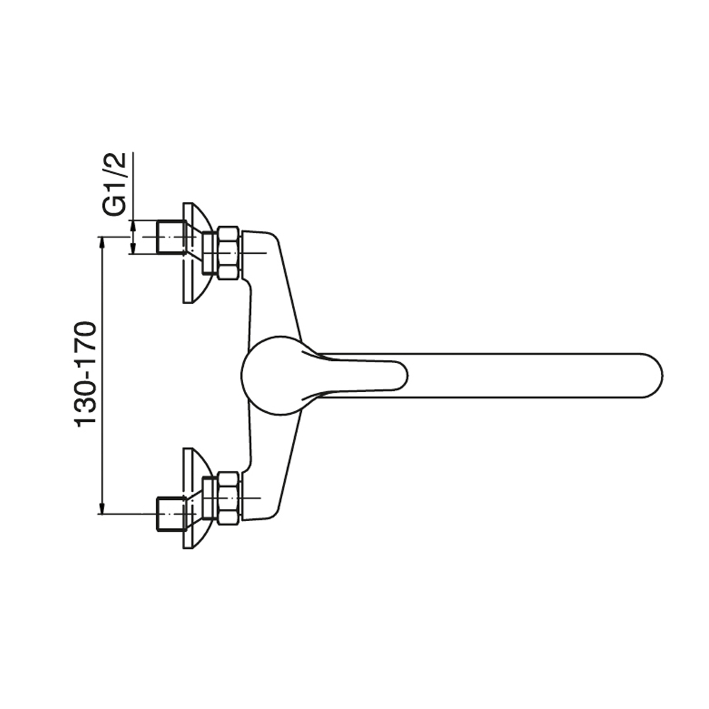 Jednoručna baterija za sudoperu - zidna, sa kratkom lulom