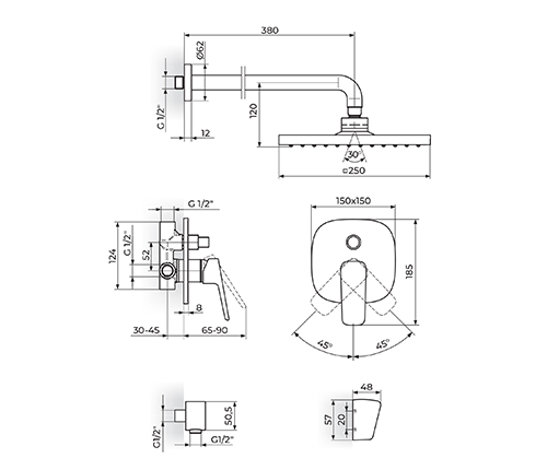 Baterija Stolz baterija uzidna za kadu sa izlivom 131705 - Slika 2