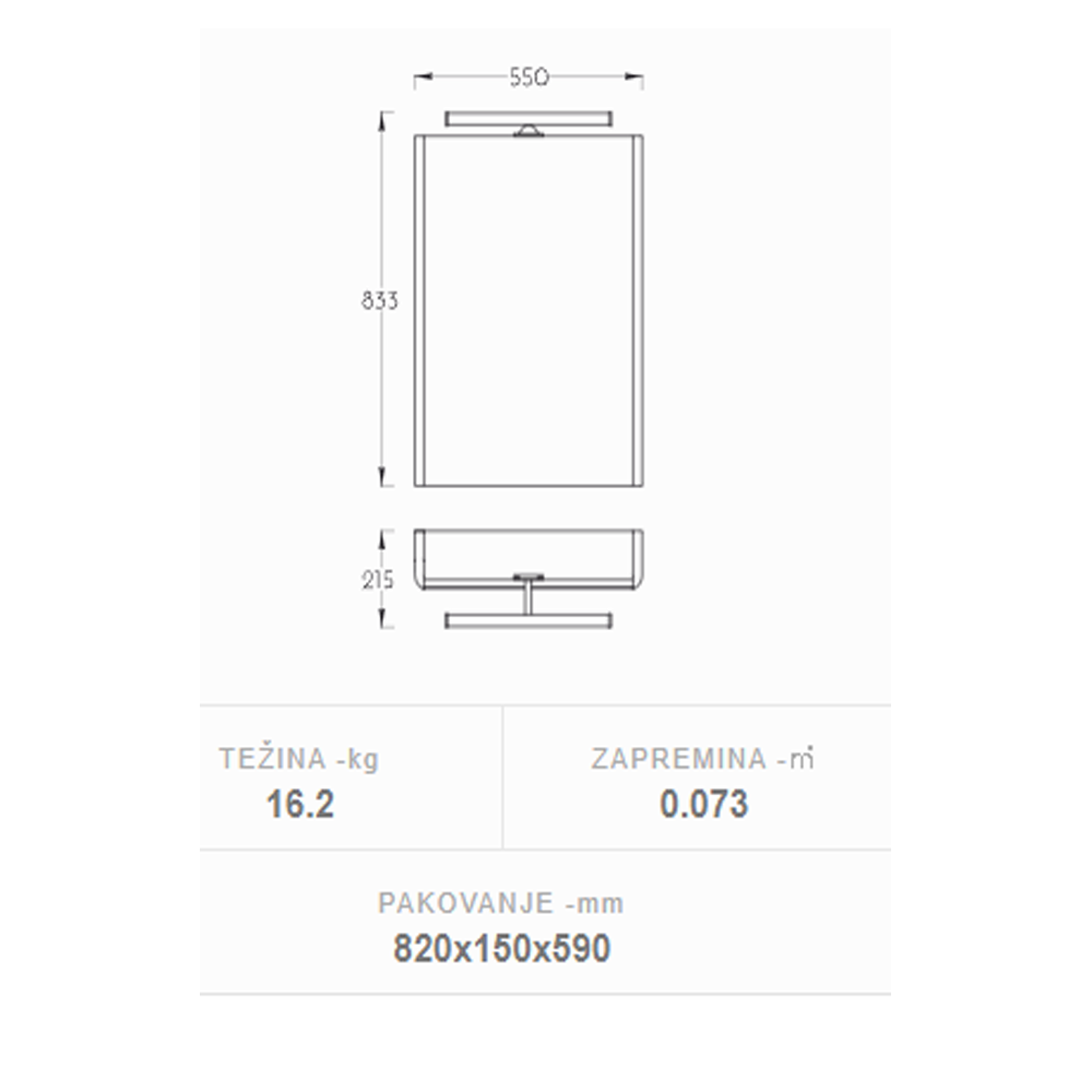 Kupatilski namestaj Toledo 55 Gornji deo - Slika 2