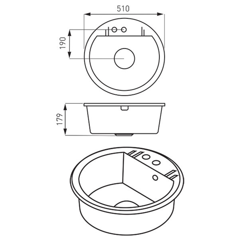 Bež okrugla granitna sudopera DRGM1/51SA