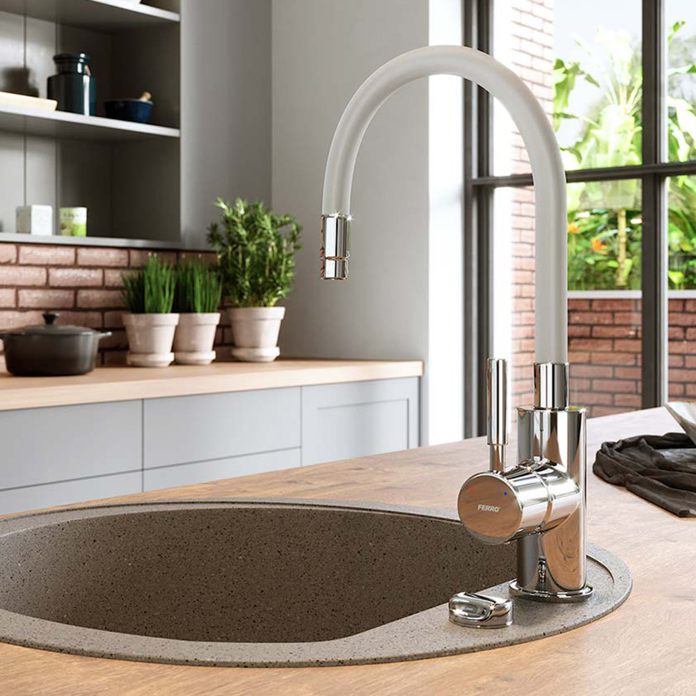 Ferro baterija siva za sudoperu sa elastičnim izlivom Zumba-siva BZA4S - Slika 3